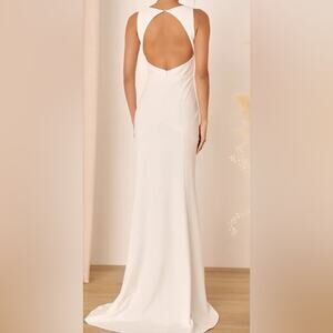 Lulus Everlasting Promise White Notched Backless Mermaid Dress White Sz M #341